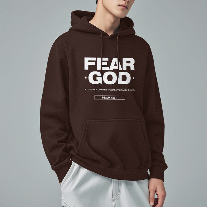 Christianartworkshop Classic Quotation Style Fear God Faith Blessed Fleece Lined Polyester Hoodie