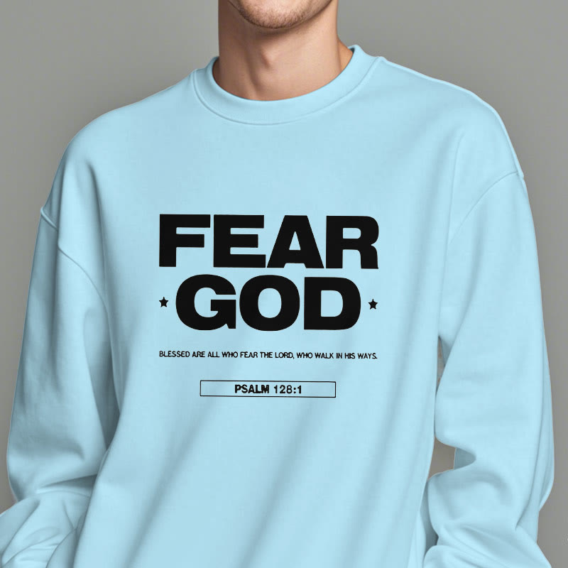 Christianartworkshop Classic Quotation Style Fear God Faith Blessed Fleece Lined Polyester Sweatshirt