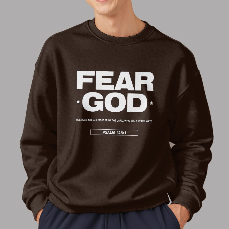 Christianartworkshop Classic Quotation Style Fear God Faith Blessed Fleece Lined Polyester Sweatshirt