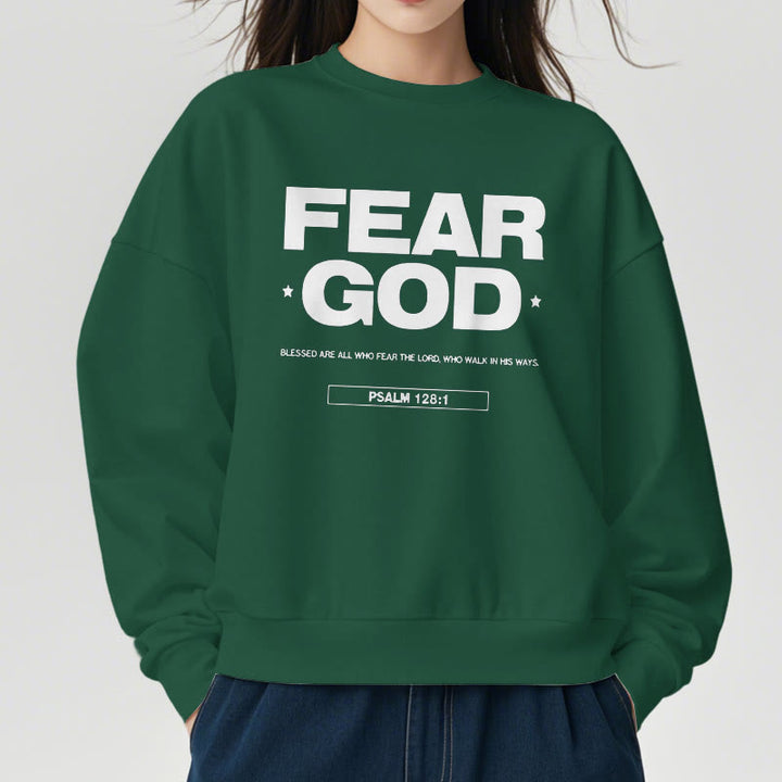Christianartworkshop Classic Quotation Style Fear God Faith Blessed Fleece Lined Polyester Sweatshirt - image 23