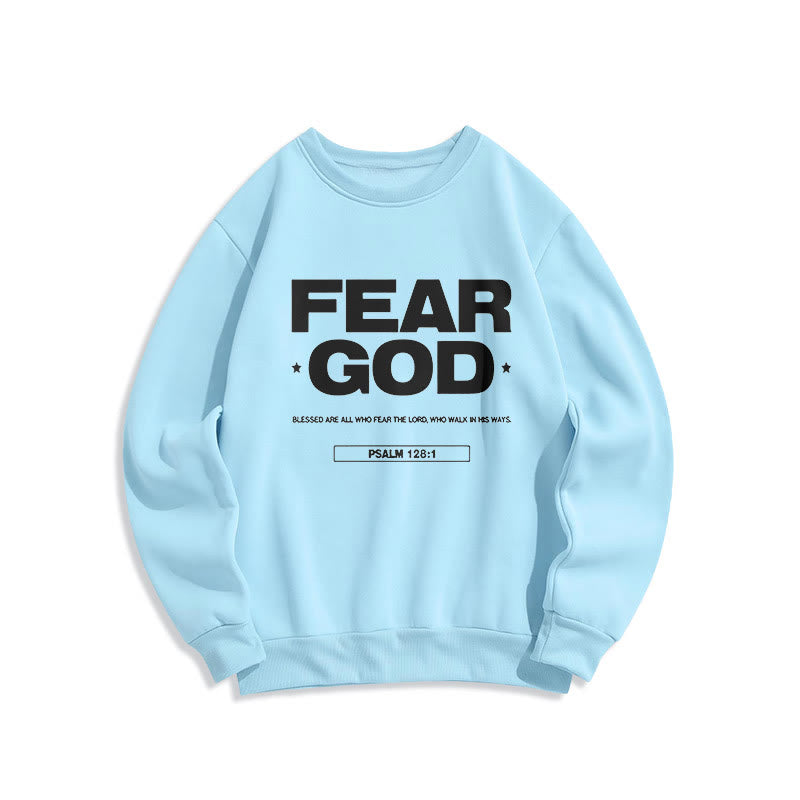 Christianartworkshop Classic Quotation Style Fear God Faith Blessed Fleece Lined Polyester Sweatshirt