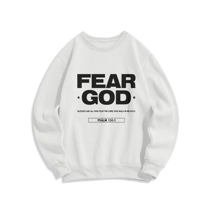 Christianartworkshop Classic Quotation Style Fear God Faith Blessed Fleece Lined Polyester Sweatshirt