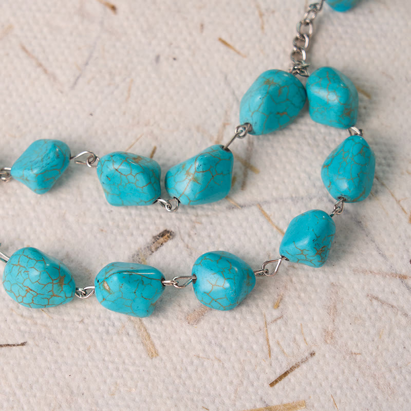 FREE Today: Retro Style Turquoise Natural Stone Cross Pendant Necklace