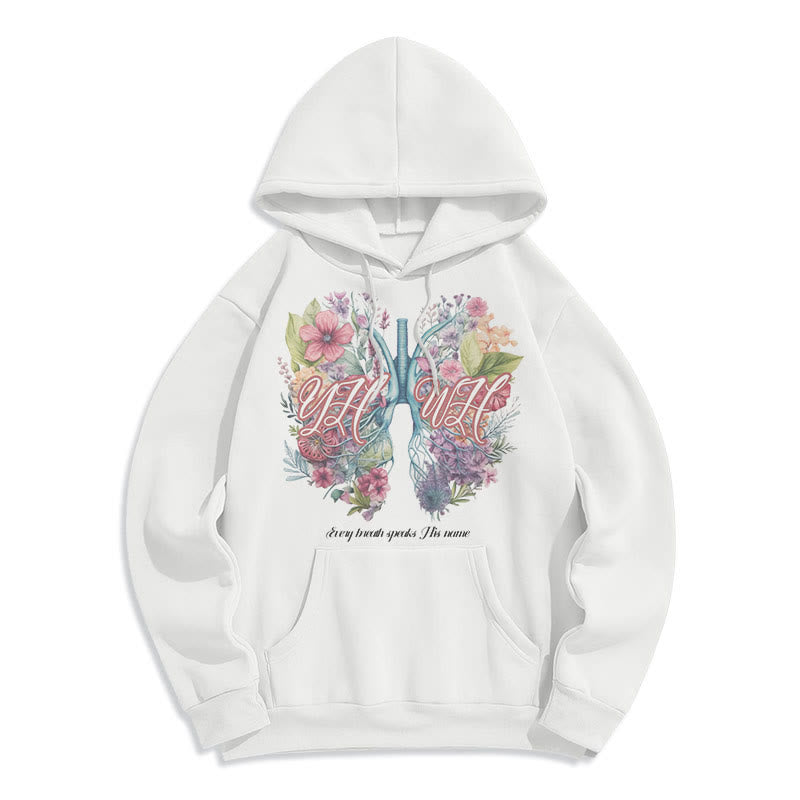 Christianartworkshop Colored Style Every Breath Speaks His Name Fleece Lined Polyester Hoodie - White - 2XL - image 0