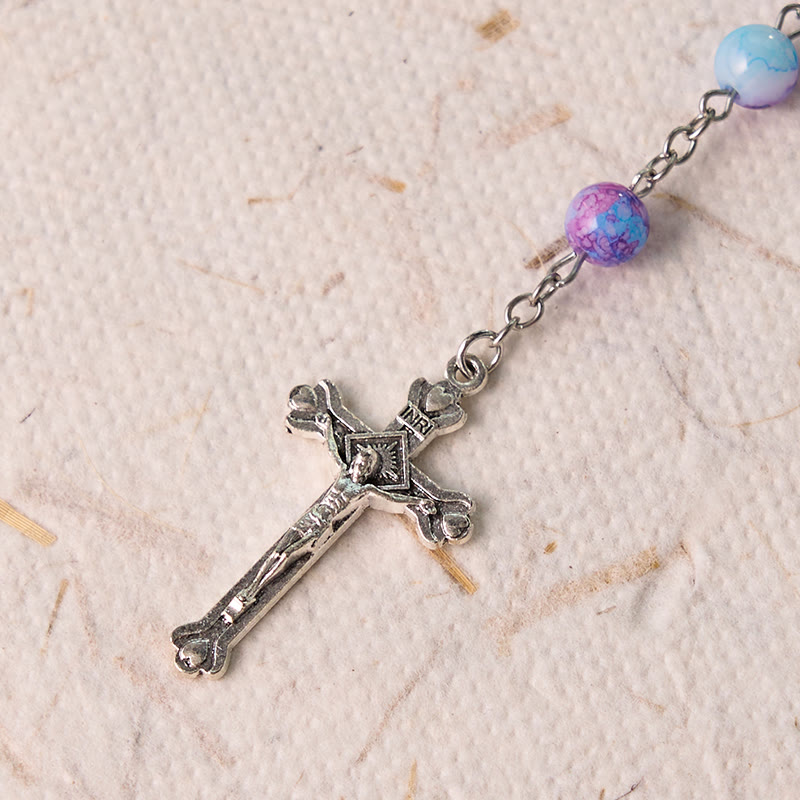 FREE Today: Madonna and Child & Crucifix of 8 mm Round Multicolor Acrylic Alloy Chain Rosary