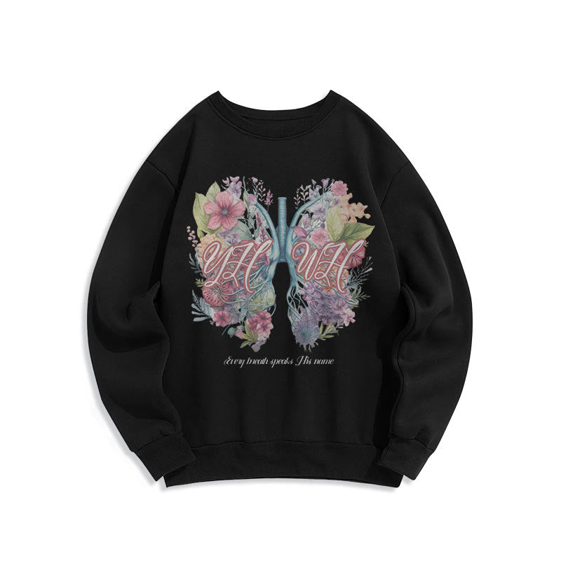 Christianartworkshop Colored Style Every Breath Speaks His Name Fleece Lined Polyester Sweatshirt - Black - 2XL - image 5