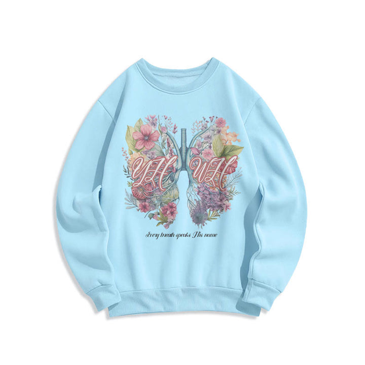 Christianartworkshop Colored Style Every Breath Speaks His Name Fleece Lined Polyester Sweatshirt - Blue - 2XL - image 25
