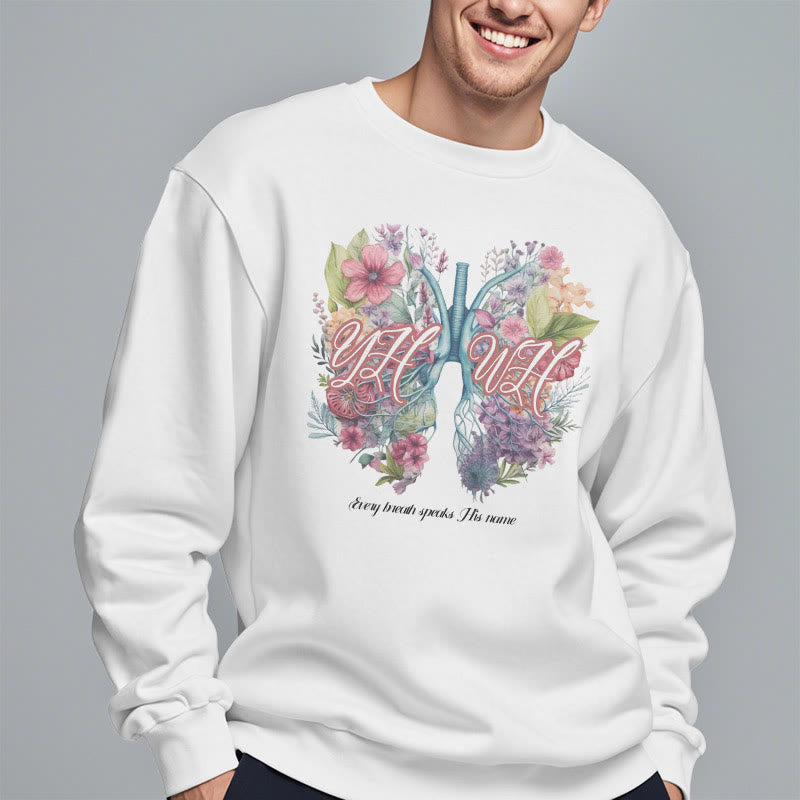 Christianartworkshop Colored Style Every Breath Speaks His Name Fleece Lined Polyester Sweatshirt