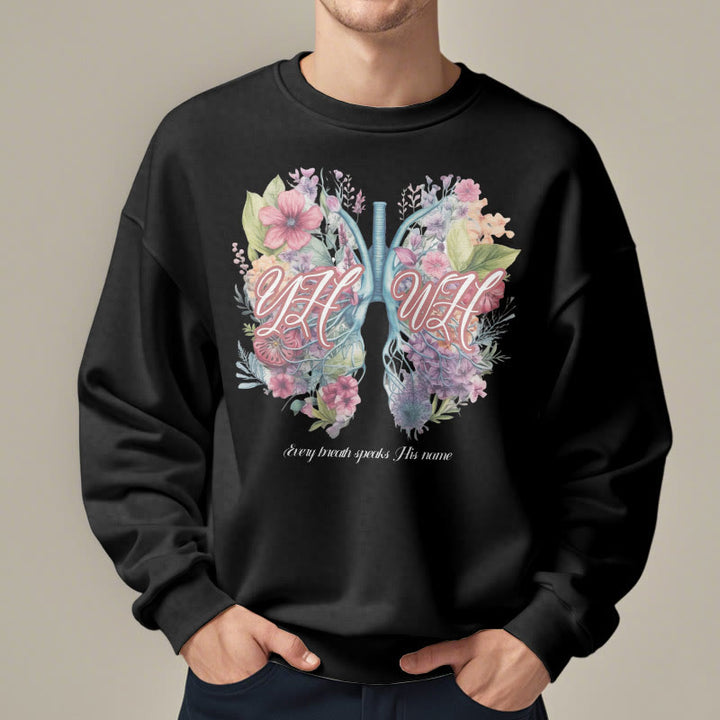 Christianartworkshop Colored Style Every Breath Speaks His Name Fleece Lined Polyester Sweatshirt