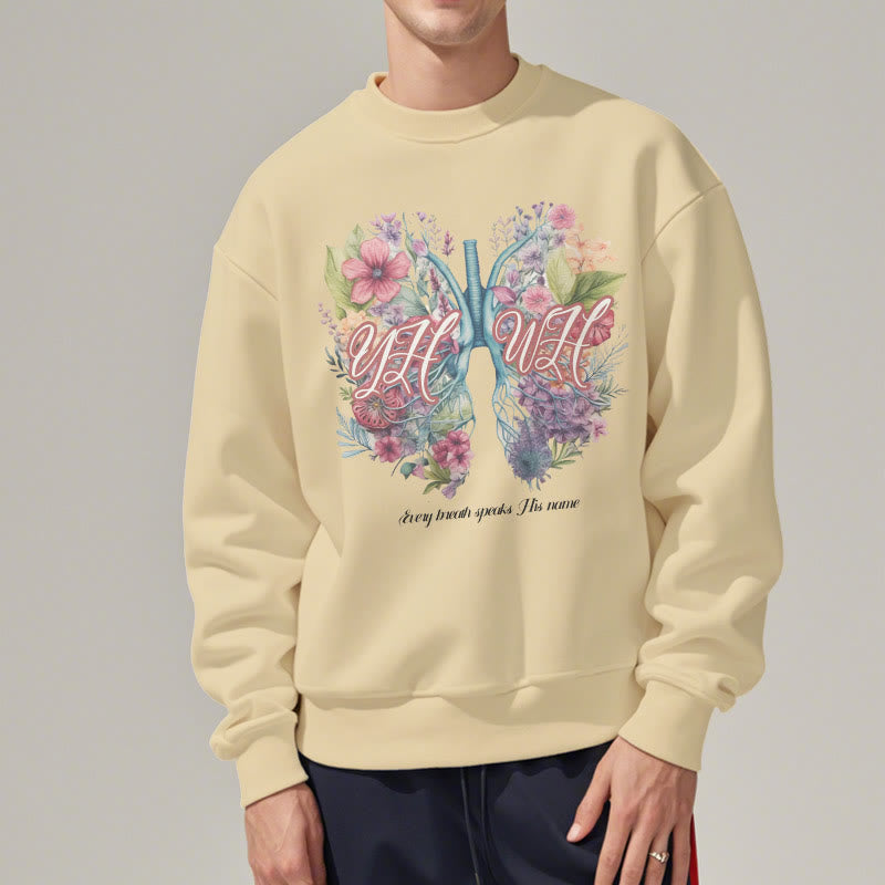 Christianartworkshop Colored Style Every Breath Speaks His Name Fleece Lined Polyester Sweatshirt - image 13