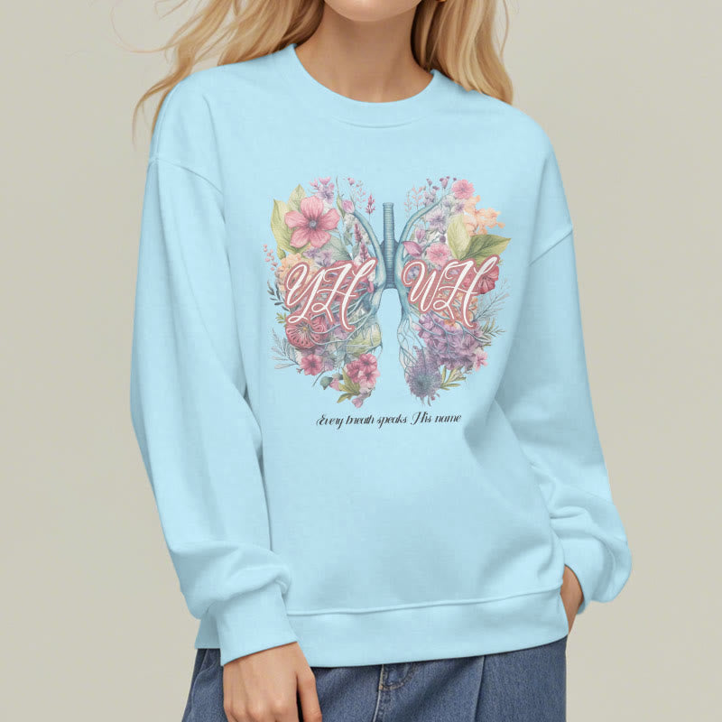 Christianartworkshop Colored Style Every Breath Speaks His Name Fleece Lined Polyester Sweatshirt