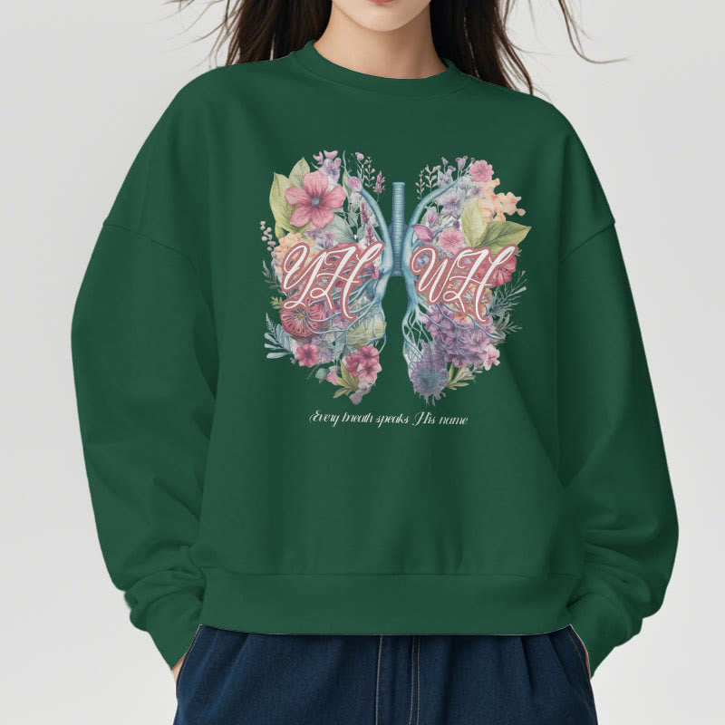 Christianartworkshop Colored Style Every Breath Speaks His Name Fleece Lined Polyester Sweatshirt