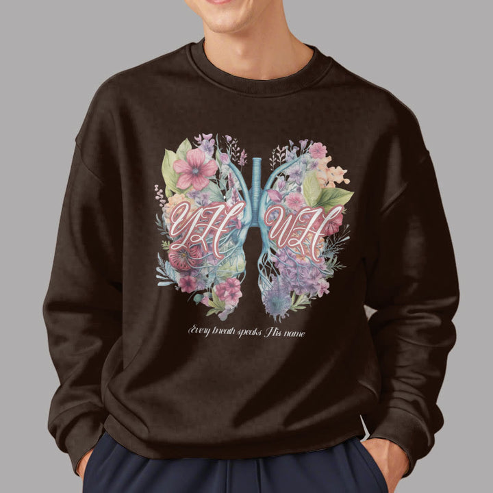 Christianartworkshop Colored Style Every Breath Speaks His Name Fleece Lined Polyester Sweatshirt