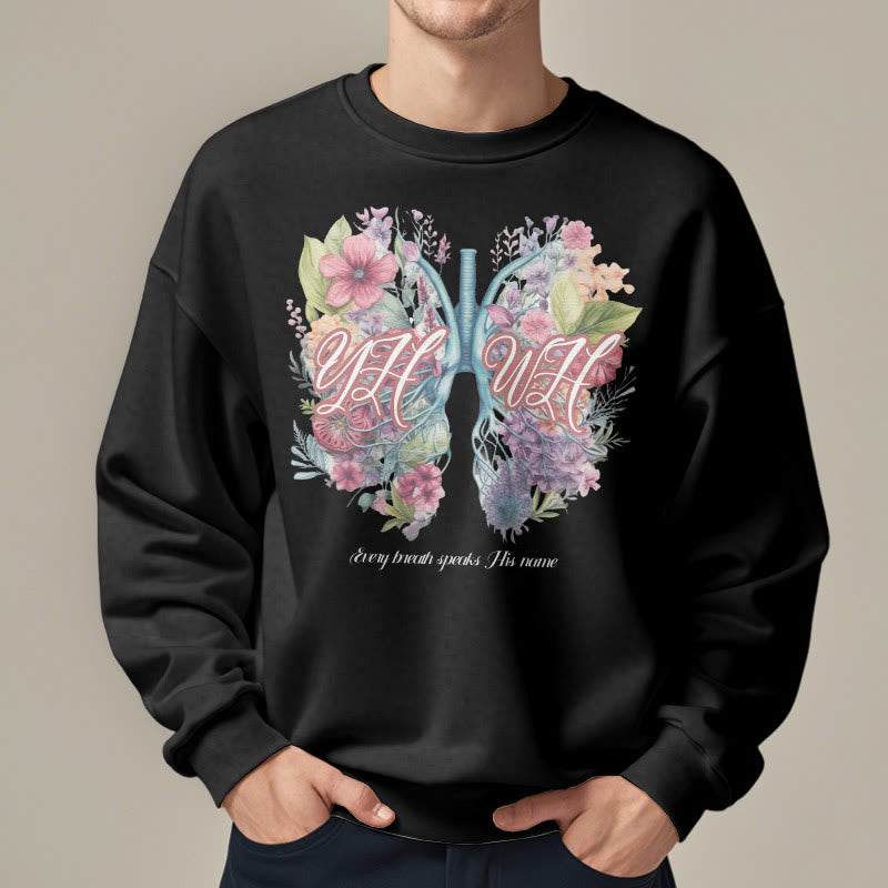 Christianartworkshop Colored Style Every Breath Speaks His Name Fleece Lined Polyester Sweatshirt - image 7