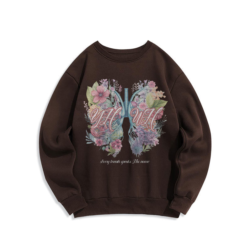 Christianartworkshop Colored Style Every Breath Speaks His Name Fleece Lined Polyester Sweatshirt - Brown - 2XL - image 15