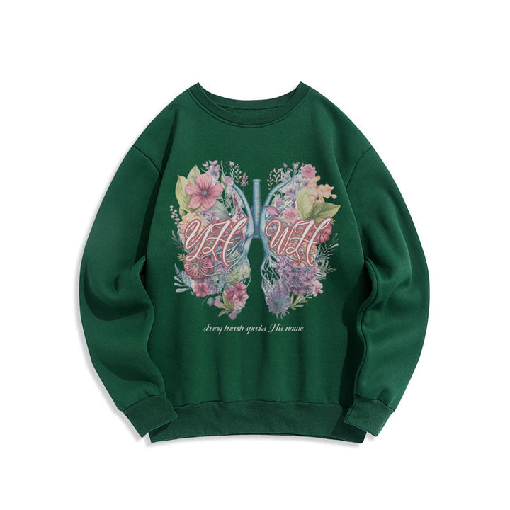 Christianartworkshop Colored Style Every Breath Speaks His Name Fleece Lined Polyester Sweatshirt - Green - 2XL - image 20