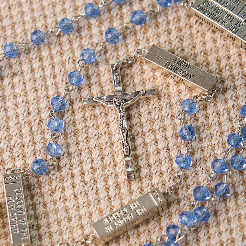 Christianartworkshop The Mysteries Rosary Engraved Mystery Bar - Blue - image 2