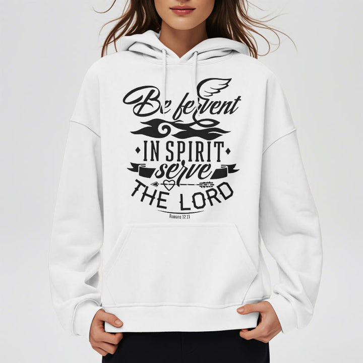 Christianartworkshop Modern Style Be Fervent In Spirit Fleece Lined Polyester Hoodie - image 2