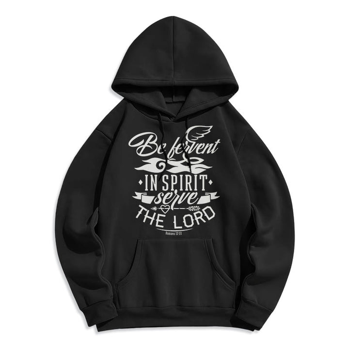 Christianartworkshop Modern Style Be Fervent In Spirit Fleece Lined Polyester Hoodie - Black - 2XL - image 5