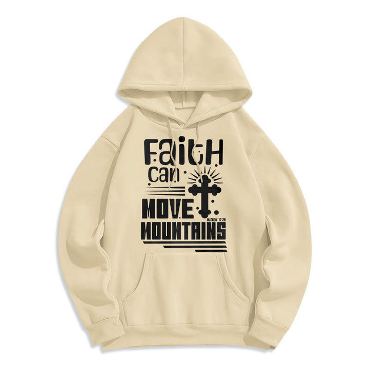 Christianartworkshop Modern Style Faith Can Move Mountains Fleece Lined Polyester Hoodie