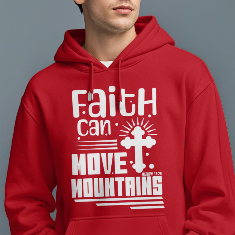 Christianartworkshop Modern Style Faith Can Move Mountains Fleece Lined Polyester Hoodie