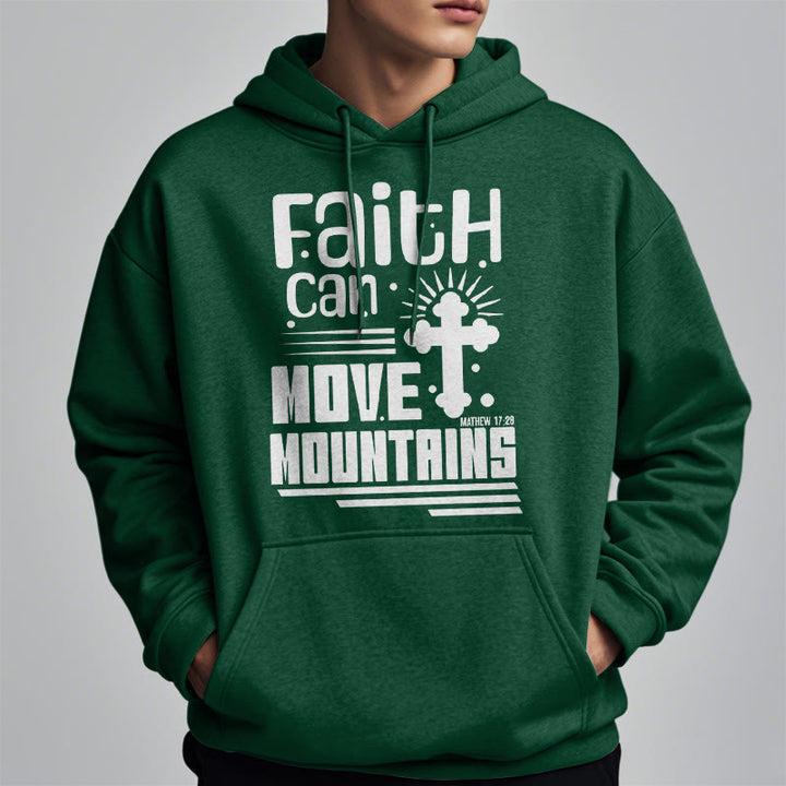 Christianartworkshop Modern Style Faith Can Move Mountains Fleece Lined Polyester Hoodie