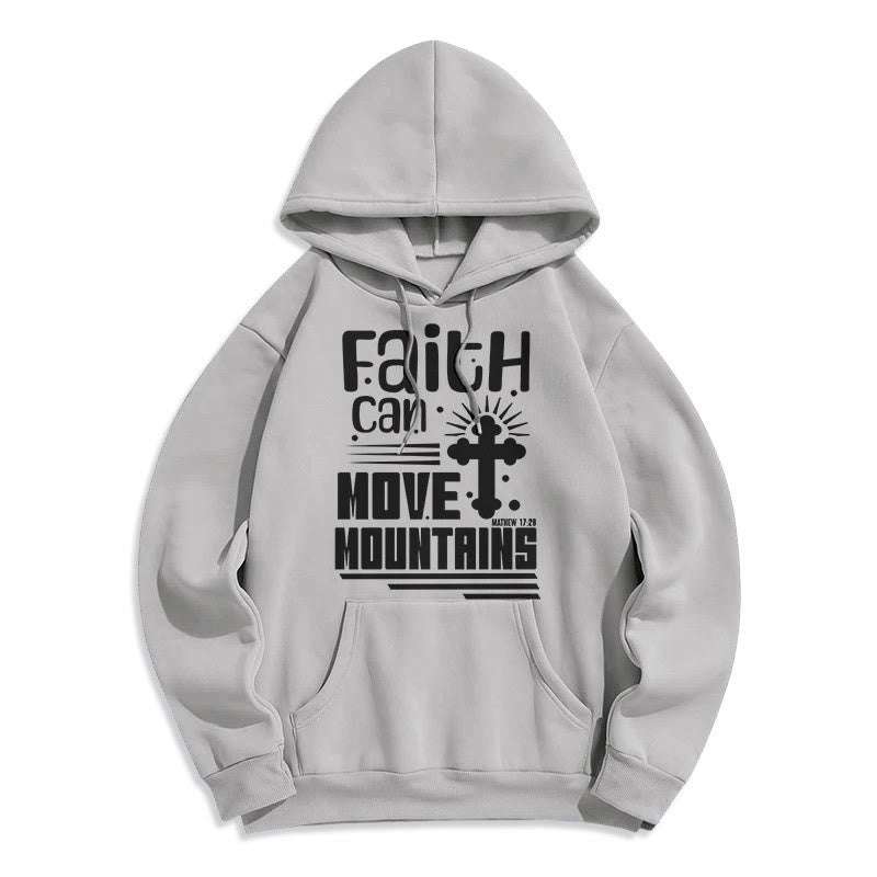 Christianartworkshop Modern Style Faith Can Move Mountains Fleece Lined Polyester Hoodie