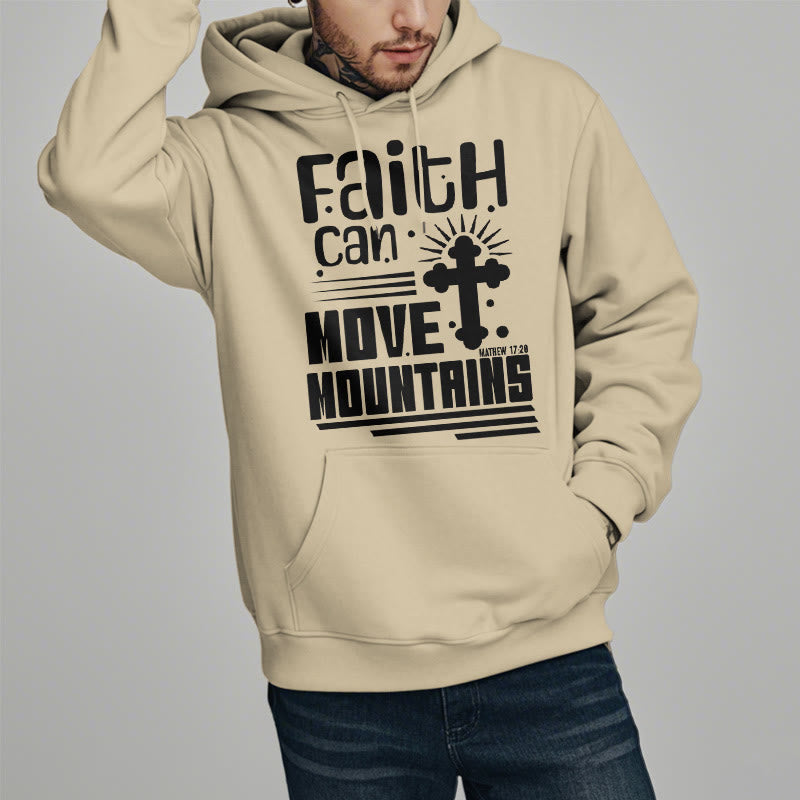 Christianartworkshop Modern Style Faith Can Move Mountains Fleece Lined Polyester Hoodie