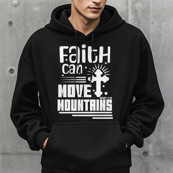 Christianartworkshop Modern Style Faith Can Move Mountains Fleece Lined Polyester Hoodie