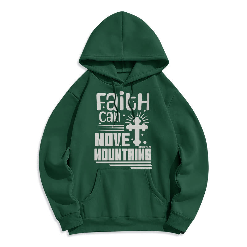 Christianartworkshop Modern Style Faith Can Move Mountains Fleece Lined Polyester Hoodie