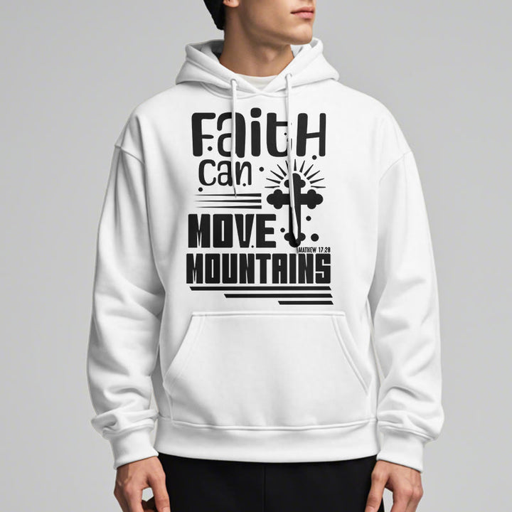 Christianartworkshop Modern Style Faith Can Move Mountains Fleece Lined Polyester Hoodie