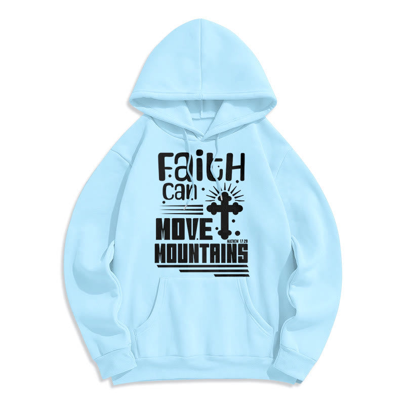 Christianartworkshop Modern Style Faith Can Move Mountains Fleece Lined Polyester Hoodie