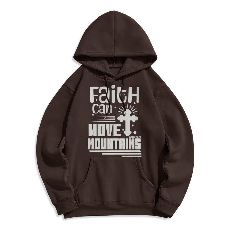 Christianartworkshop Modern Style Faith Can Move Mountains Fleece Lined Polyester Hoodie