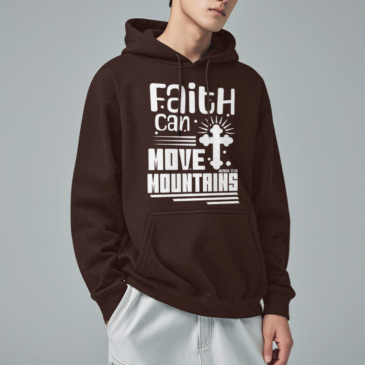 Christianartworkshop Modern Style Faith Can Move Mountains Fleece Lined Polyester Hoodie