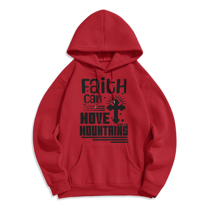 Christianartworkshop Modern Style Faith Can Move Mountains Fleece Lined Polyester Hoodie