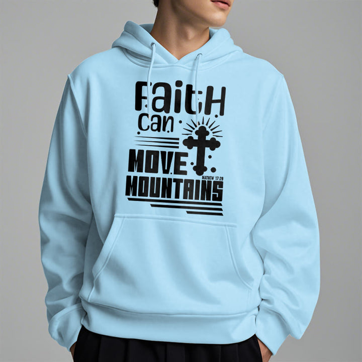 Christianartworkshop Modern Style Faith Can Move Mountains Fleece Lined Polyester Hoodie