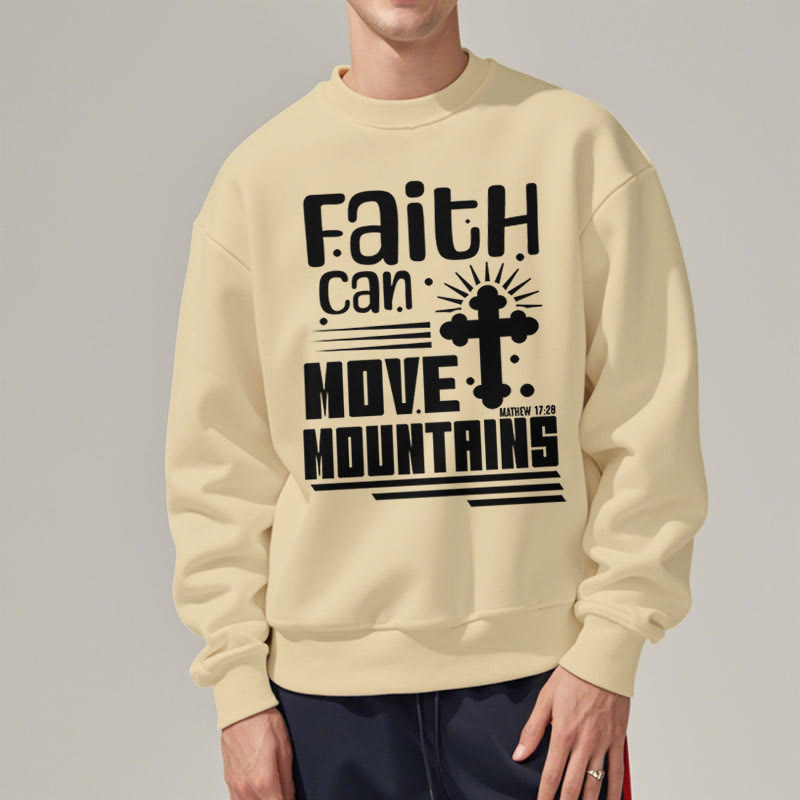 Christianartworkshop Modern Style Faith Can Move Mountains Fleece Lined Polyester Sweatshirt - image 12