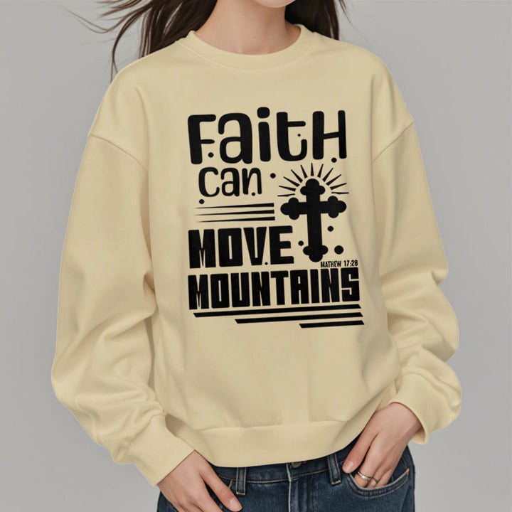 Christianartworkshop Modern Style Faith Can Move Mountains Fleece Lined Polyester Sweatshirt