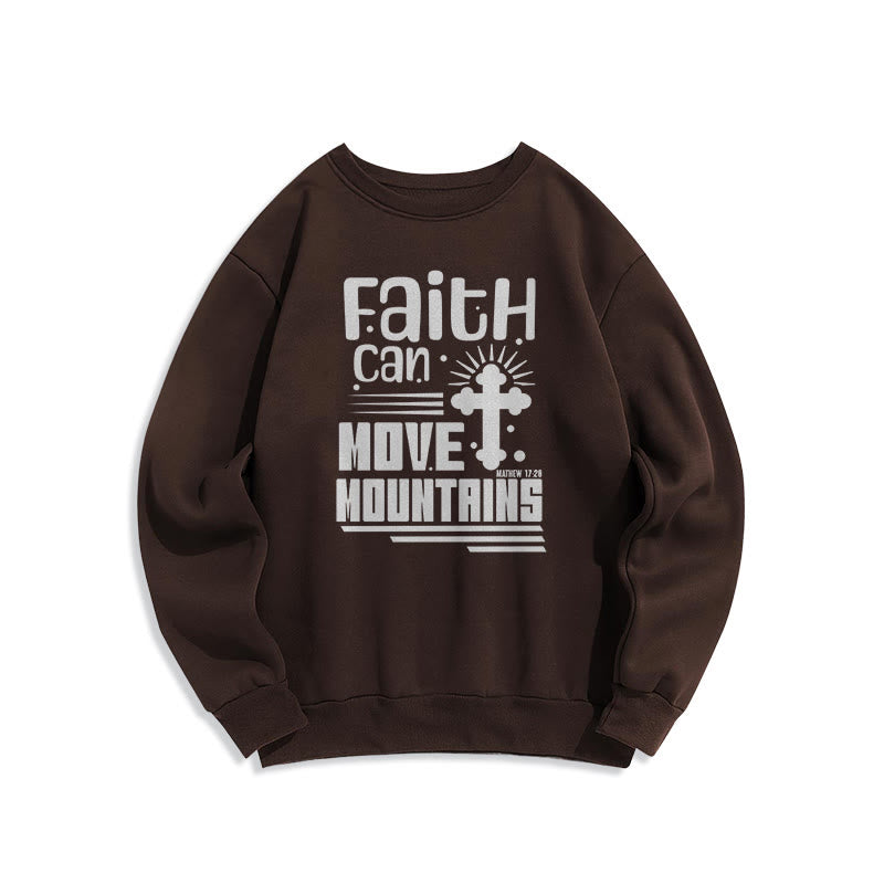 Christianartworkshop Modern Style Faith Can Move Mountains Fleece Lined Polyester Sweatshirt - Brown - 2XL - image 15