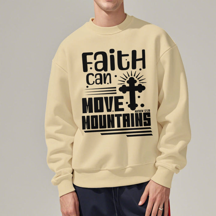 Christianartworkshop Modern Style Faith Can Move Mountains Fleece Lined Polyester Sweatshirt