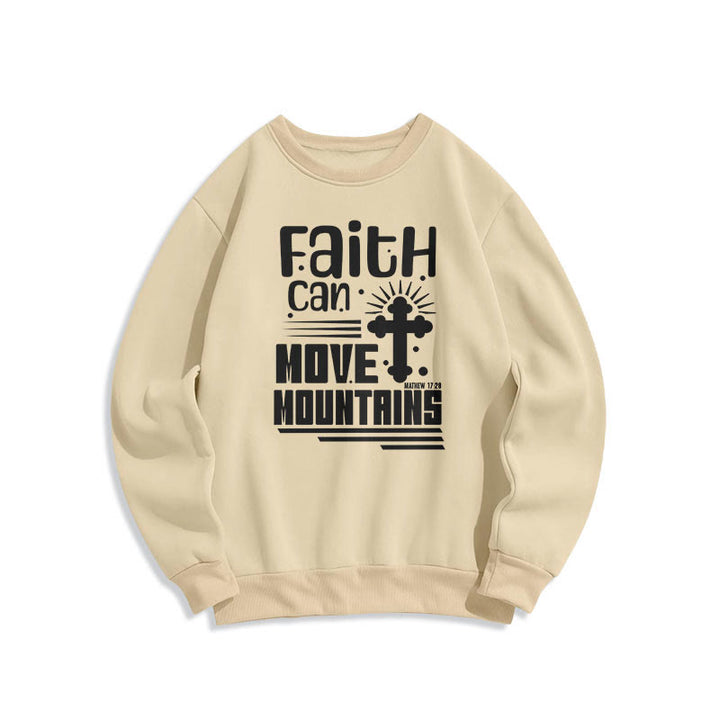 Christianartworkshop Modern Style Faith Can Move Mountains Fleece Lined Polyester Sweatshirt - Beige - 2XL - image 10