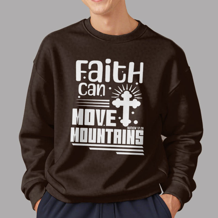 Christianartworkshop Modern Style Faith Can Move Mountains Fleece Lined Polyester Sweatshirt