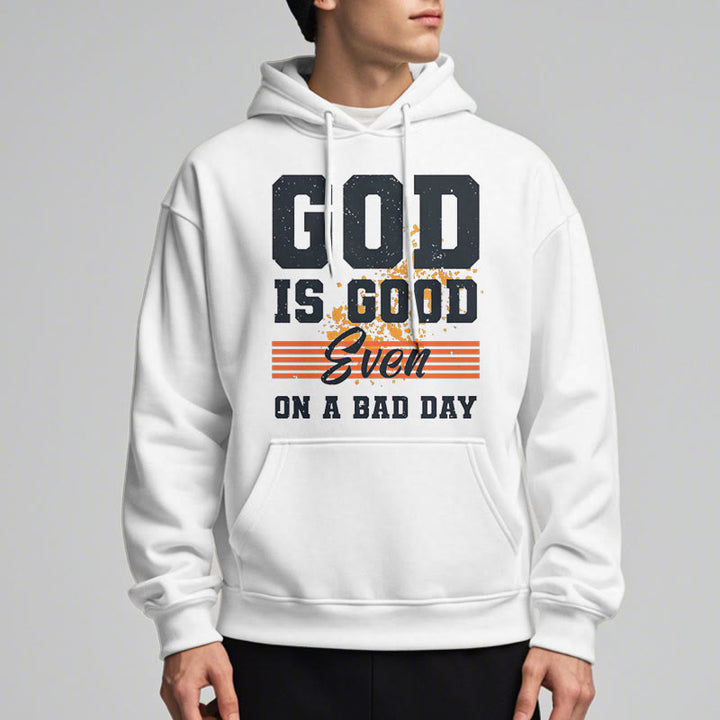 Christianartworkshop Classic Style God Is Good Even On A Bad Day Fleece Lined Polyester Hoodie