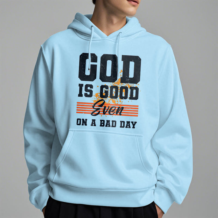 Christianartworkshop Classic Style God Is Good Even On A Bad Day Fleece Lined Polyester Hoodie