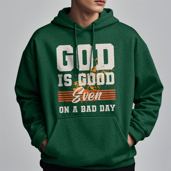 Christianartworkshop Classic Style God Is Good Even On A Bad Day Fleece Lined Polyester Hoodie