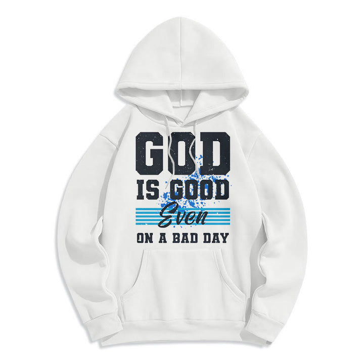 Christianartworkshop Classic Style God Is Good Even On A Bad Day Fleece Lined Polyester Hoodie - White - 2XL - image 5