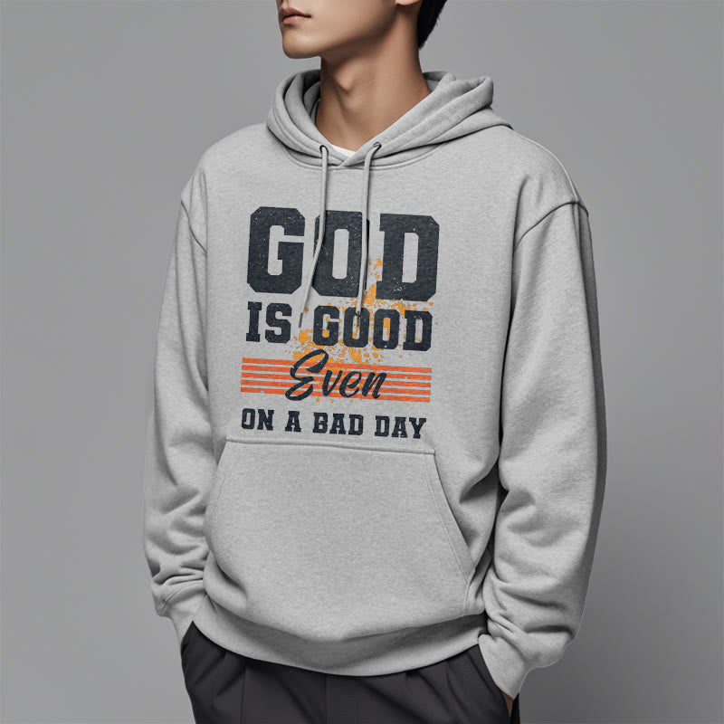 Christianartworkshop Classic Style God Is Good Even On A Bad Day Fleece Lined Polyester Hoodie