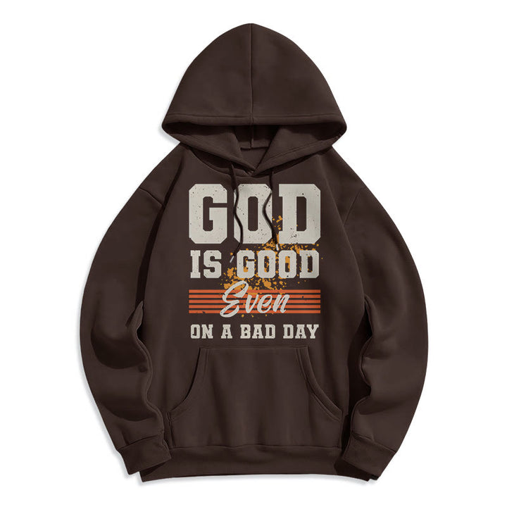 Christianartworkshop Classic Style God Is Good Even On A Bad Day Fleece Lined Polyester Hoodie