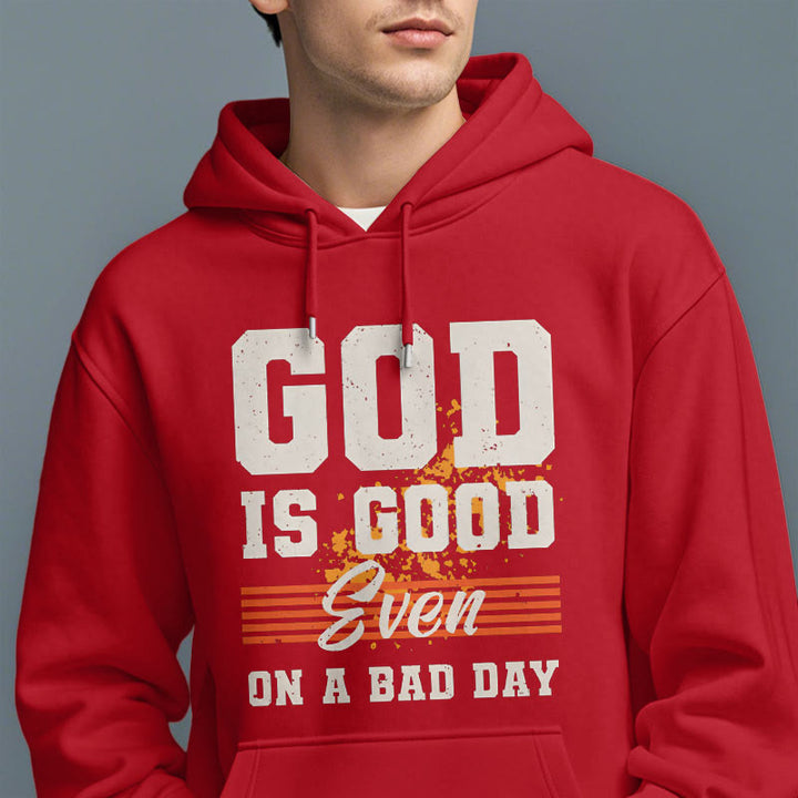 Christianartworkshop Classic Style God Is Good Even On A Bad Day Fleece Lined Polyester Hoodie