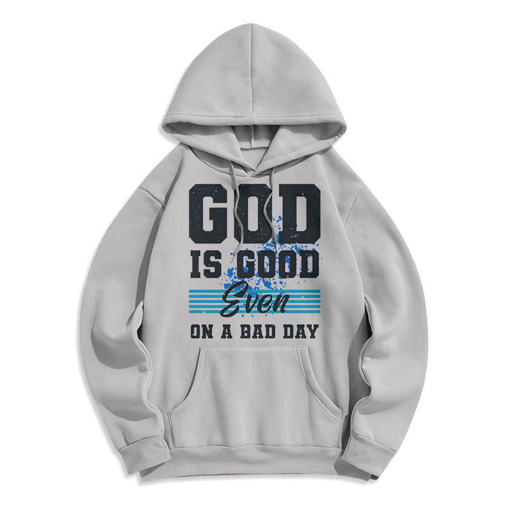 Christianartworkshop Classic Style God Is Good Even On A Bad Day Fleece Lined Polyester Hoodie